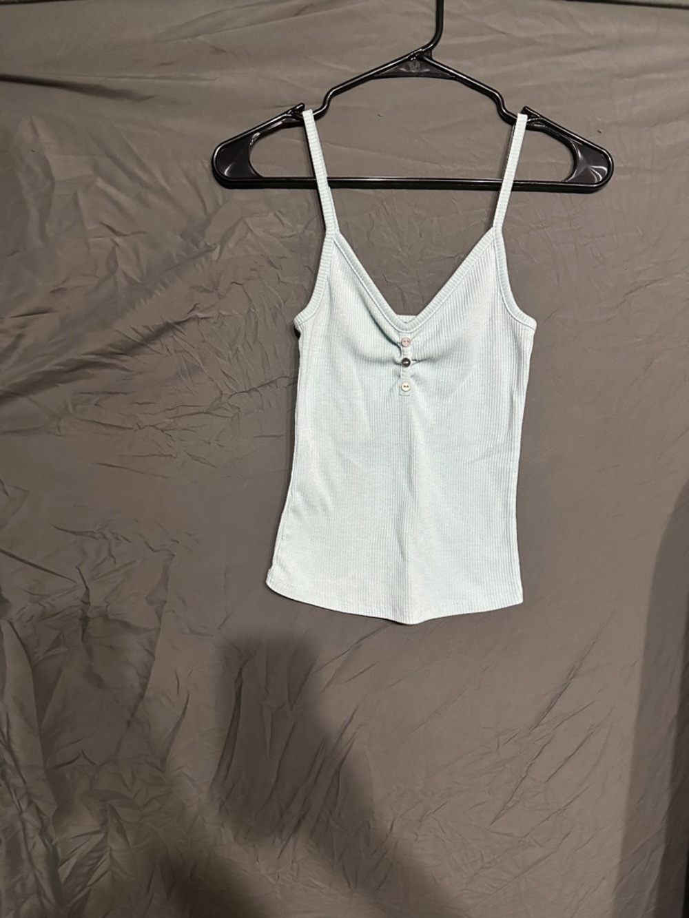 Rue21 Light Mint Ribbed V-Neck Cami with Button Detail